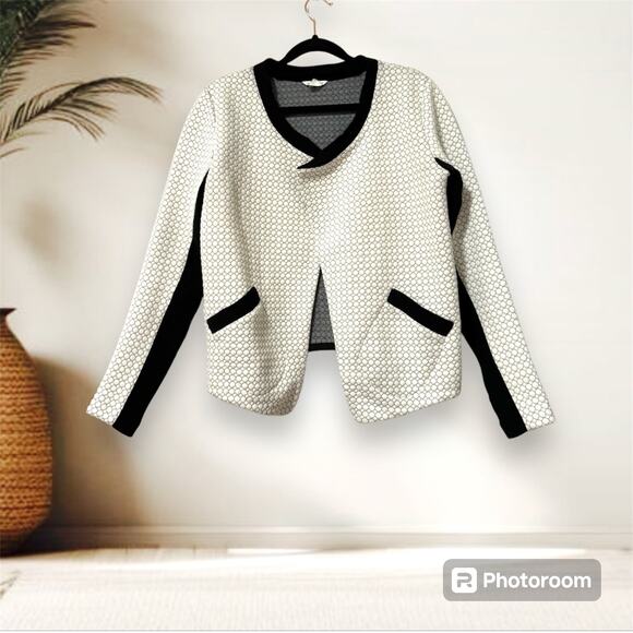 Club Monaco Black and White Jacket Cardigan open sweater Women’s Sweater S/P - Picture 1 of 9